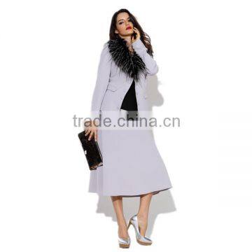 PRETTY STEPS 2015 high quality women grey Short jacket coat With detachable Fur Collar