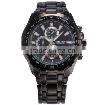 Classic CURREN Black Stainless Steel Analog Men's Sport Quartz Wrist Watch