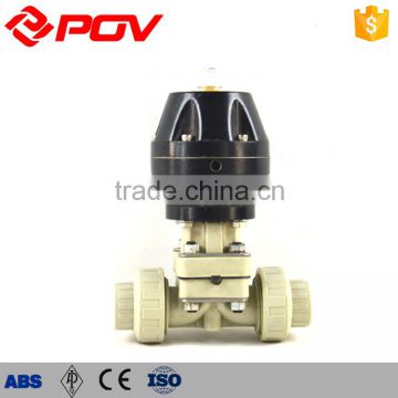 PP material PTFE seat pneumatic membrane valve by double union connection