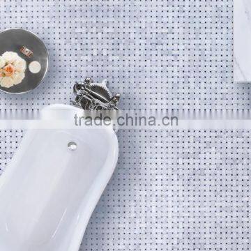 carrara white color family white marble mosaic with black dot basket weave marble mosaic