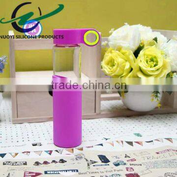 1PC Creative Glass Water Bottle Drinkware Transparent Glass Bottles Silicon Cup Sleeve photo-4