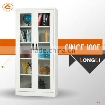 Modern Steel Bookcase Cabinet With 2 Swing Glass Door photo-3