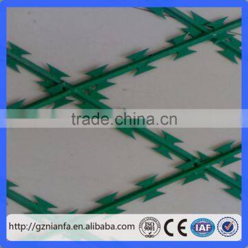 Diamond Hole pvc concertina razor wire/Square Hole razor barbed wire(Guangzhou Factory)