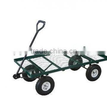 Flat Bed Mesh Deck Garden Wagon with 10inch tires