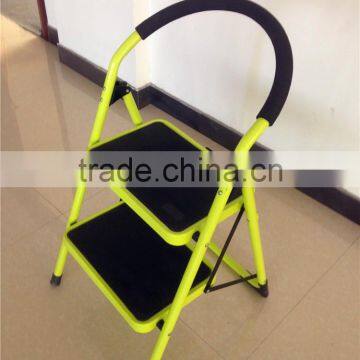 SGS 2 steps household Folding rubber feet steel ladder