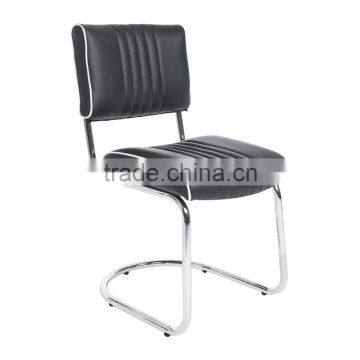 2 Pcs Stainless Steel & PU Leather Dining Chairs-Black