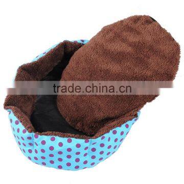 Blue Cozy Soft Warm Fleece Pet Dog Puppy Cat Bed House Nest 40X35 With Pillow photo-2