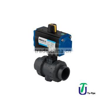 U-PVC Pneumatic Actuation Double Acting True Union Ball Valves For Acid (Two Side Female Threaded)