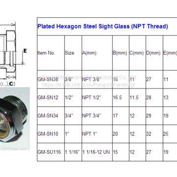 NPT 1/2 Compressors Pump Oil Sight Glass Carbon Steel Oil Levels