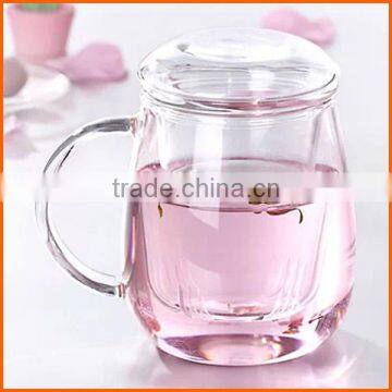 Customized clear glass tea cup with infuser