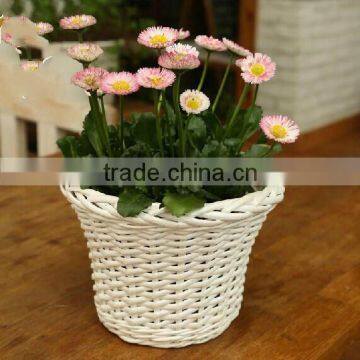 Handmade wicker plastic lined plant basket plant pot white wicker flower basket