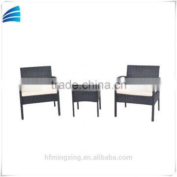 Outdoor patio black rattan wicker garden lawn chair cube furniture set