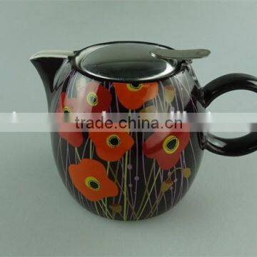 Hot Sale Stock Cheap Ceramic Colorful Round Tea Pot With Stainless Steel Lid photo-6