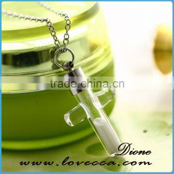 Best Friend Gift Cross Glowing Jewelry Glass Pendant Necklace ,Glow in the Dark Pendant Luminous Neckalce photo-2