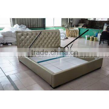 IN STOCK NOW King Size Bronze Leather Bed Room Furniture With Storage photo-5