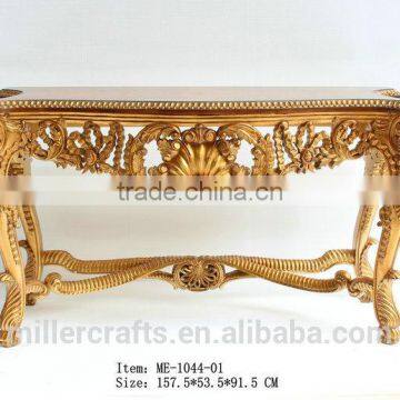 Antique Reproduction Italian Design Gold Leaf Veneer Top Hotel Side Table