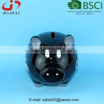 BSCI Audit Factory Child Large Ceramic Pig Toy Bank, Coin Bank Black photo-2