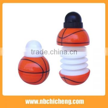 Plastic Basketball Shape Collapsible Water Bottle/Folding Water Bottle