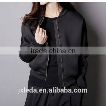 Best Quality Lady Biker Bomber Jacket black Solid Zipper Coat Women Cloths 2016