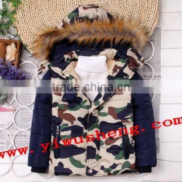 Wholesale longsleeve winter green Camo coats for children warm camo coats