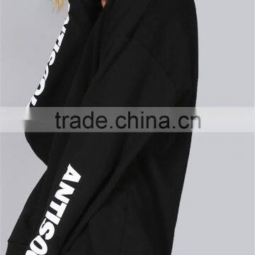 New Arrival Women Cool Black Streetwear Pullover Custom Sleeve Print Oversized Drop Shoulder Ladies Sweatshirt photo-5
