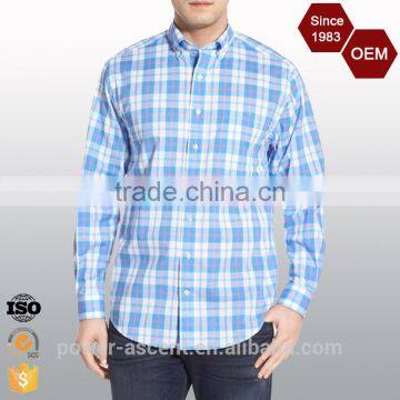 2016 Custom Design Casual Cotton Check Mens Plaid Shirt