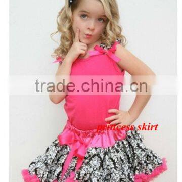 High Quality hot pink pettiskirt set with flower for Halloween