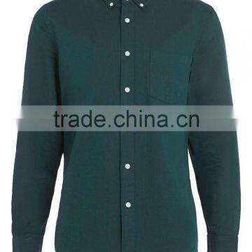 Dark Green Oxford Long Sleeve Casual Shirt photo-4
