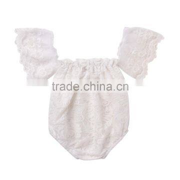 S33629W Summer 2017 Infant Baby Girl Flower Lace Butterfly Sleeves Romper Sunsuit Jumpsuit photo-4