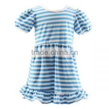 2015 frock design factory wholesale children's ruffle stripe boutique dress fashion apparel for girls