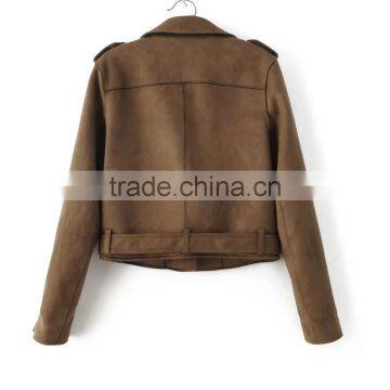 Runwaylover EY1066C 2016 New Fashion Short Women Suede Fabric Basic Jacket photo-6