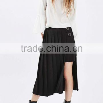 Fashion pleated women divided skirt women long skirt