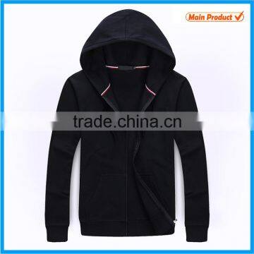 Wholesale plain black hoodie, zip up hoodie