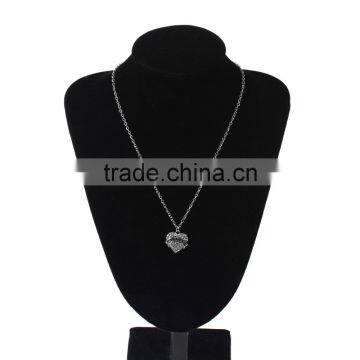 New Fashion Silver Tone " SISTER " Carved Heart Pendant Clear Rhinestone Link Cable Chain Necklace photo-3