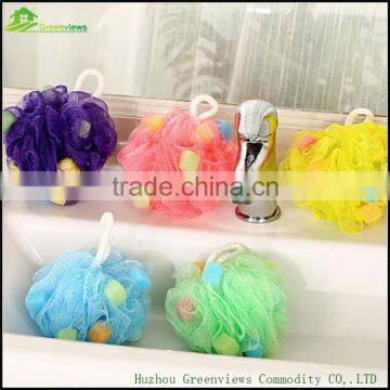 Multi color cheap price hot bath sponge shower puff net mesh pouf sponge cleaning