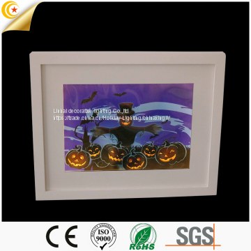 Halloween LED wood farmed lighting decoration Halloween decoration hanging plaque