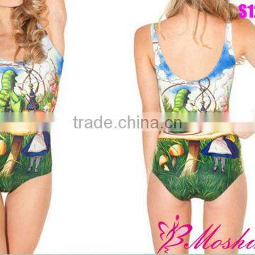 2013 New SEXY Womens European ALICE AND CATERPILLAR SWIMSUIT - LIMITED One Piece Digital Print Backless Wetsuit