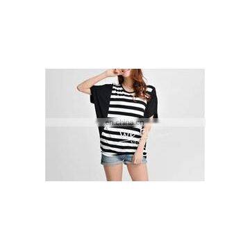 Bamboo Fabric Straps Printing Block Matching Stretchy T-shirt Girls Fashion Design