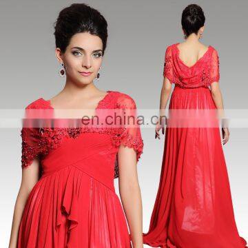 Classical fashion Deep V-neck red bridal dress maxi dress