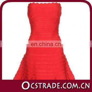 2014 teenage cocktail dresses strapless red A line design partywear