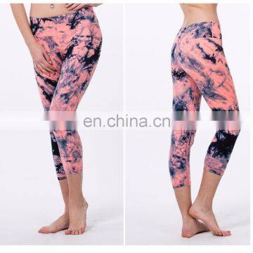 wholesale plus size custom printed yoga tight capri leggings