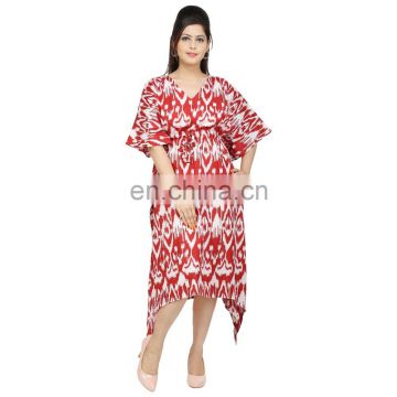 Handmade Summer Casual Wear 100%Cotton Plus Size Printed Kaftan Long Maxi Dress Tunic Style Sexy Caftan