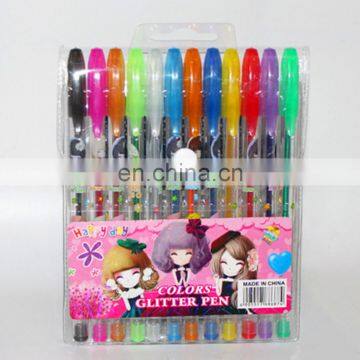 wholesale high quality gel ink pen stationery set with pvc colr and assorted color including neon/glitter/metallic/fluorescent