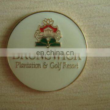 Tinted enamel enamel ball marker iron die struck golf ball marker