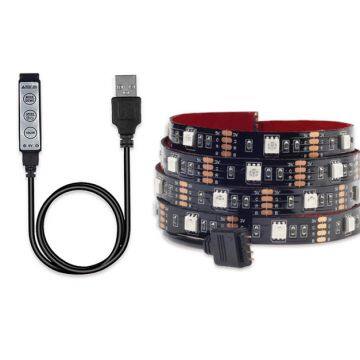 5V USB LED strip 5050 RGB Flexible Light 1M 2M TV Background Light RGB LED Tape Mini 3Key RGB Controller