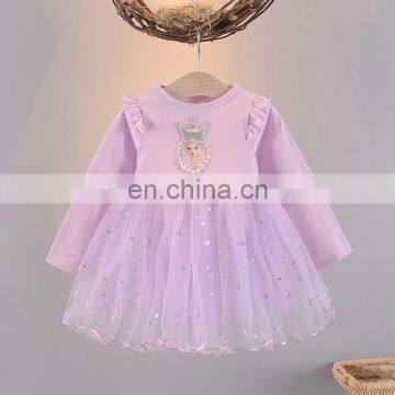 Autumn new crown girl's dress princess skirt gauze dress baby girls daily wear