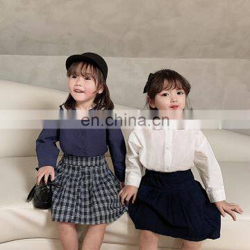 6550/Hot Selling Kids Girl Turn Down Collar Shirt Long Sleeve Fashion Causal Girls Top