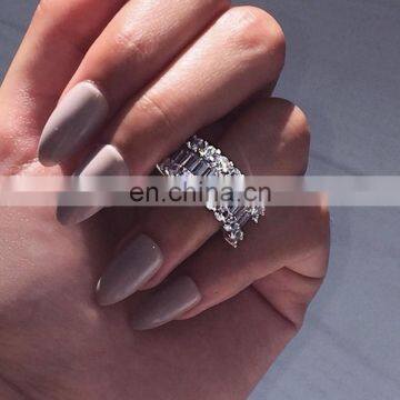 Female Ladies Diamond Ring Alloy Stackable Bling Bling Rings Jewelry Women Baguette Love Heart Boutique for Girlfriend