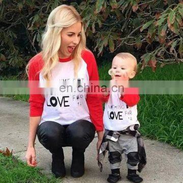 Family matching clothes Autumn Long Sleeve Patchwork Letter Printed Top Mom and daughter matching clothes Mother Son Outfits