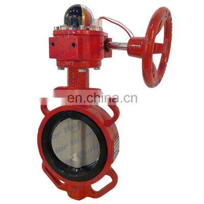 Bundor Manually Double Stem Price Worm Gear Signal Wafer Butterfly Valve